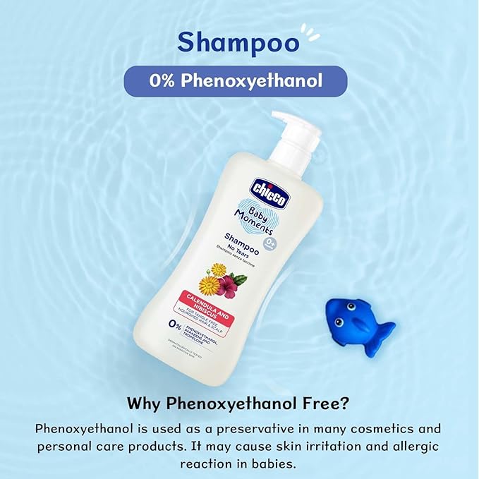 Chicco Baby Moments Shampoo for Babies, 200 ml, Calendula & Hibiscus, No Tears, Soft & Smooth Hair