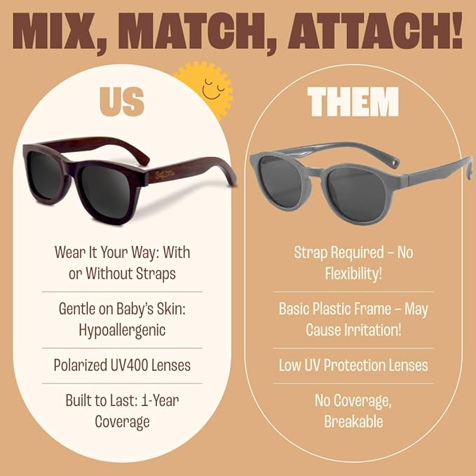 Polarized Baby Sunglasses With Strap - Unbreakable Flexible Infant Sunglasses For Toddlers Newborns 0-24 Months
