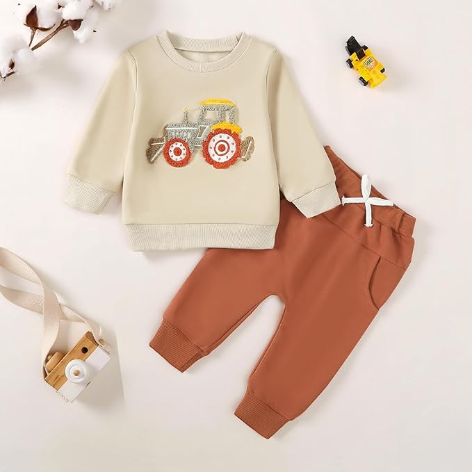 fhutpw Toddler Baby Boy Clothes Funny Letter Long Sleeve Sweatshirt Pullover Top Jogger Pants Fall Winter Outfits