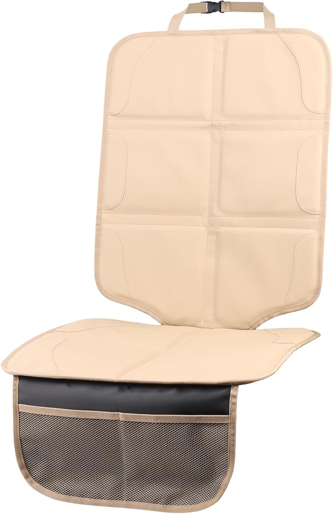 Car Seat Protector, Extra Thick Car Seat Covers Non-Slip Waterproof Mat Pad Leaving No Imprints Marks for Child Baby Pet Truck SUV Automobile (Beige-A)