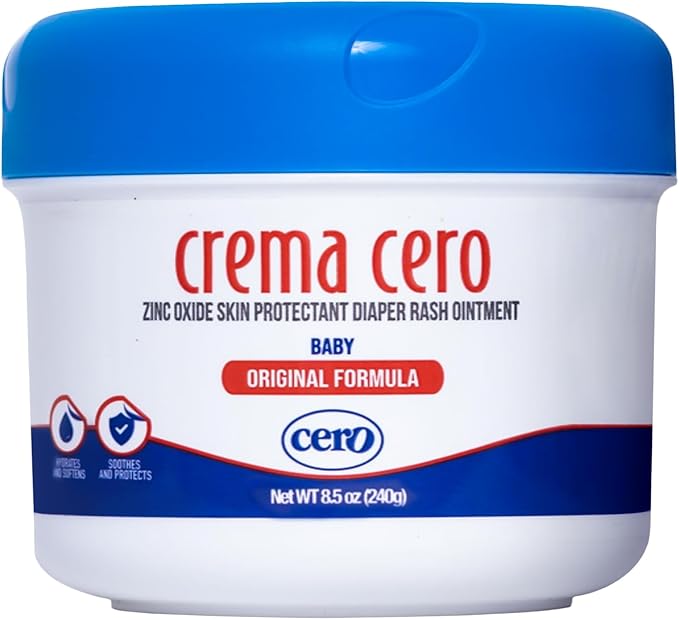 Crema Cero Diaper Rash Cream for Baby With Zinc Oxide – High-Strength Diaper Cream for Quick Relief and Protection – Hydrating and Soothing Baby Balm – 8.5 oz