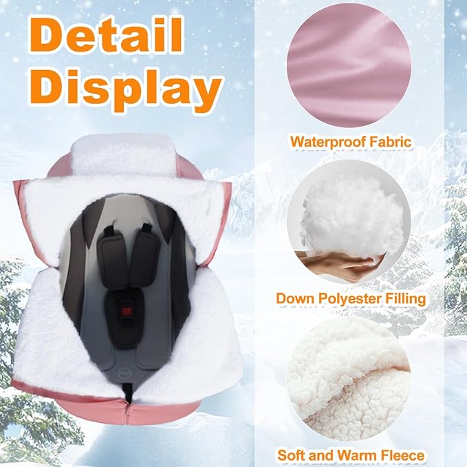 Winter Baby Car Seat Cover - Infant Carseat Bunting Bag Blanket Keep Baby Warm for Newborn Boys Girls- Cold Weather Insulated Windproof Carrier Canopy for Travel (Pink)