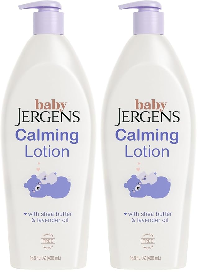 Jergens Baby Calming Lotion, Baby Calming Lotion, Lavender Baby-Lotion, Baby Moisturizer with Shea Butter and Lavender Oil, 16.8 Fl Oz, (Pack of 2)