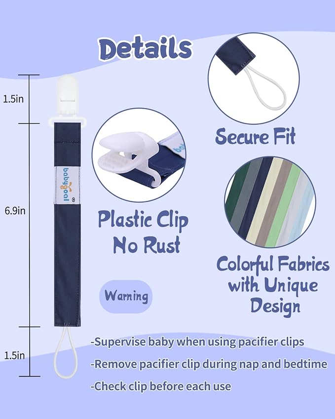 babygoal Baby Pacifier Clips 8 Pack, Pacifier Holder Clips Fits for Most Pacifier and Binkies-Neutral Color 8PS41