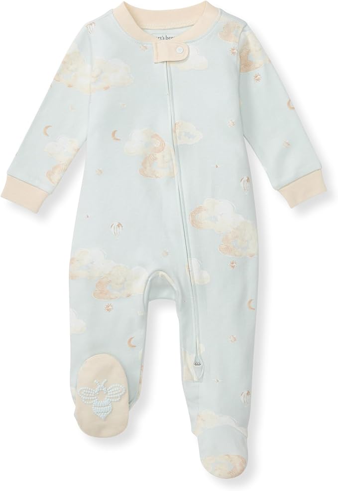 Burt's Bees Baby Boys Sleep and Play PJs, 100% Organic Cotton One-Piece Zip Front Romper Jumpsuit Pajamas