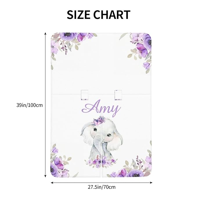 Personalized Baby Car Seat Canopy for Babies with Name, Custom Elephant Purple Stroller Car Seat Covers for Girls, Minky Nursing Carseat Cover for Breastfeeding, Car Seat Canopies for Newborn