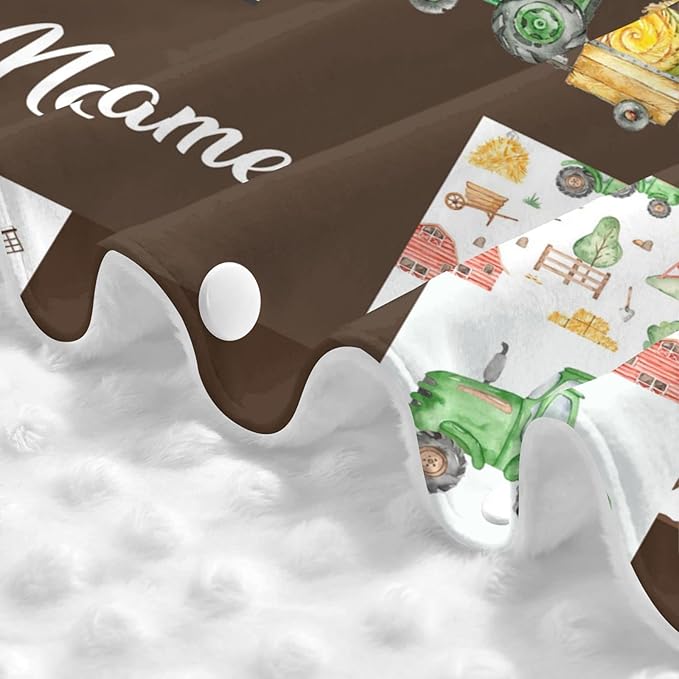 Personalized Farm Theme Baby Car Seat Canopy for Babies with Name, Custom Tractors Green Car Seat Covers for Girls Boys, Opening Minky Nursing Breastfeeding Cover Infant Carseat Canopies for Newborn