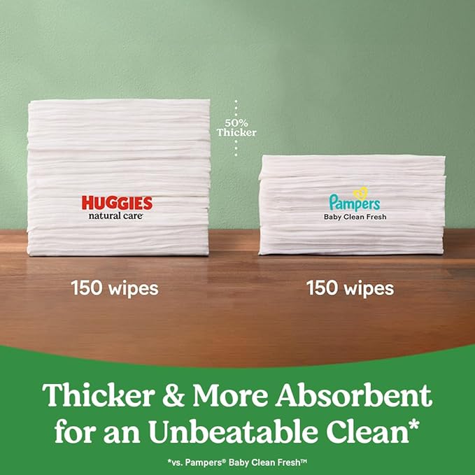 Huggies Natural Care Sensitive Baby Wipes, Unscented, Hypoallergenic, 99% Purified Water, 1 Flip-Top Pack (56 Wipes Total) (Pack of 3)