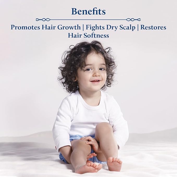Blue Nectar Ayurvedic Baby Hair Oil with Organic Ghee, Almond Oil, Coconut Oil & Olive Oil for Hair and Scalp (18 Herbs, 200 ml)