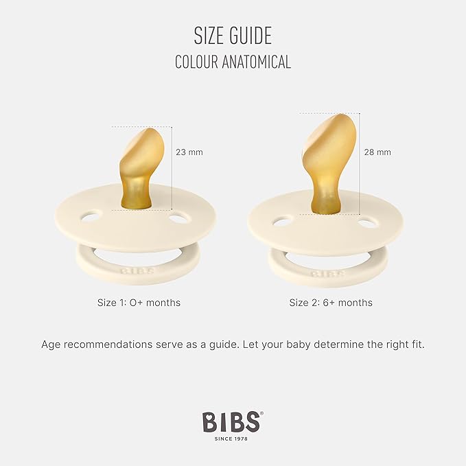 BIBS Colour Anatomical Soother 2-Pack, BPA Free Dummy Pacifier, Orthodontic Nipple. Natural Rubber Latex, Made in Denmark, Size 2 (6-18 Months), Vanilla/Candy Apple