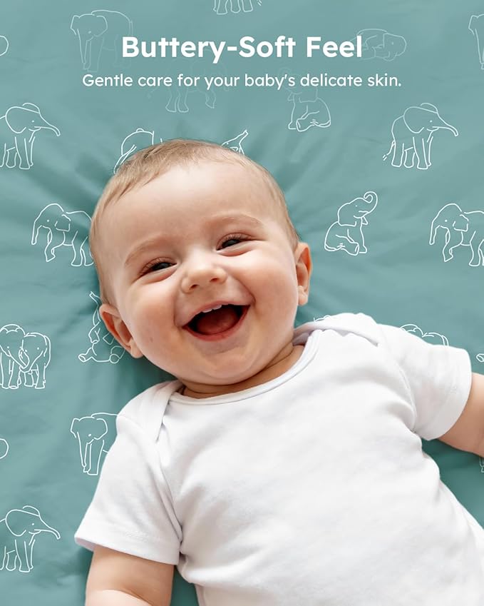 Baby Crib Sheets for Boys Girls, 28x52x8in Fitted Crib Sheet Neutral 3 Pack for Standard Crib and Toddler Mattress, Breathable Soft Microfiber Baby Sheet Elephant