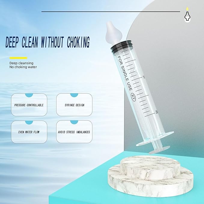 Silicone Baby Nasal Aspirator,Syringe Nasal Irrigator,10ml Nasal Irrigator Portable Infant Nose Cleaner Nose Aspirator with Cleanable (Transparent)