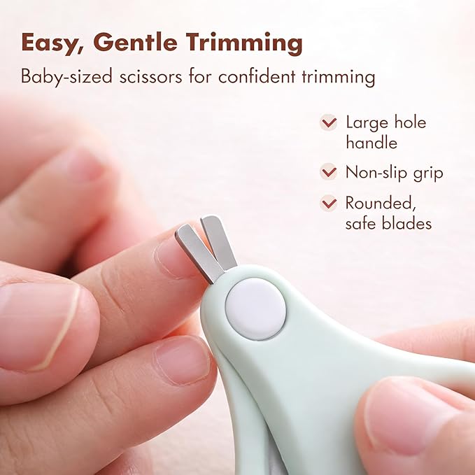 Baby Nail Kit, 4-in-1 Baby Nail Care Set with Cute Case, Baby Nail Clippers, Scissors, Nail File & Tweezers, Baby Manicure Kit and Pedicure kit for Newborn, Infant, Toddler, Kids-Owl Pink