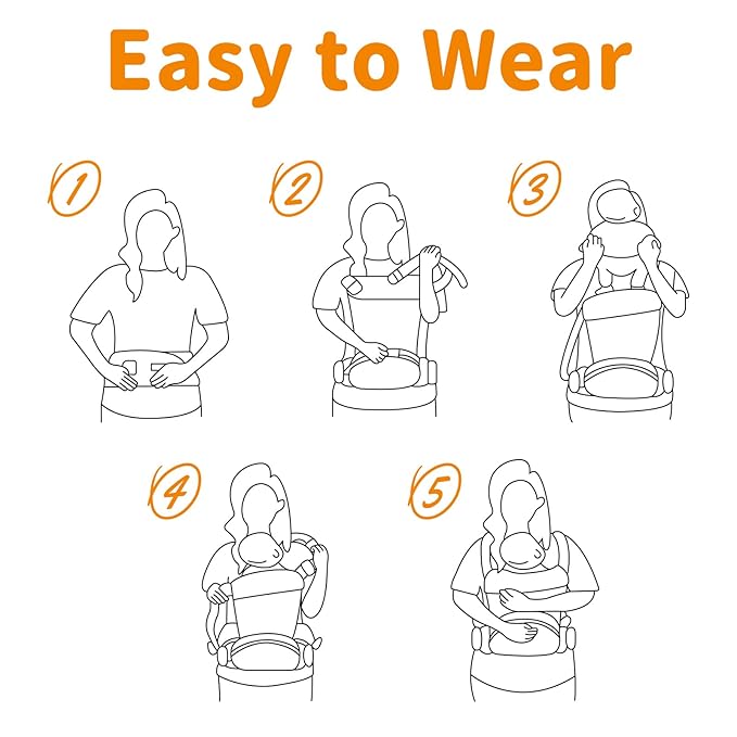 Baby Carrier Newborn to Toddler, Lightweight Structured Ergonomic Design for Infant Carrier with Plus Size Support 3-in-1 Carrier with Mesh & Hip Seat Front & Back Facing All Seasons for Travel