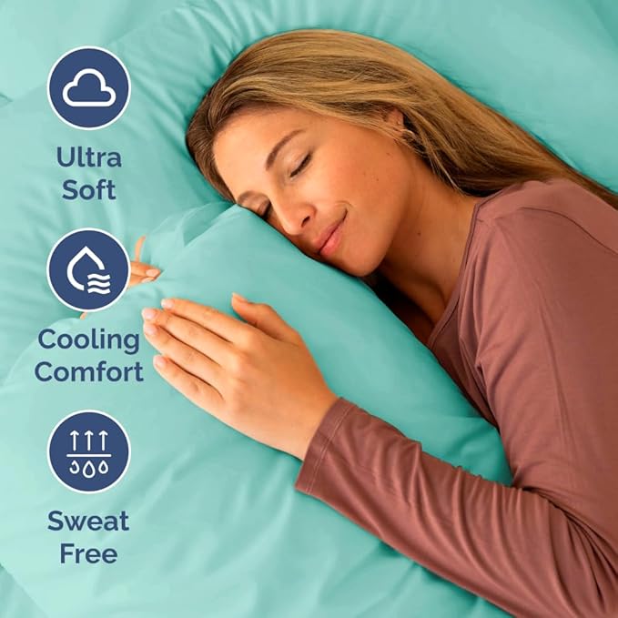Short Queen RV Size 4 Piece Sheet Set - Comfy Breathable & Cooling Bed Sheets Set - Hotel Luxury Bedding for Women, Men, Kids, Teens, Boys & Girls - Deep Pockets & Wrinkle Free - Oeko-Tex - Spa Blue