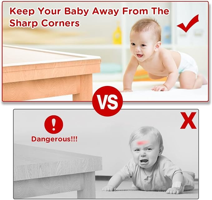 Edge Protector for Baby Proofing,Clear Edge Protector Strip,Sharp Edge Wrap Cover Tape,Self Adhesive Protective Bumper Guards for Cabinet Door,Desk,Glass Table, and Wall 6.6ft(2M) with 4 Corners
