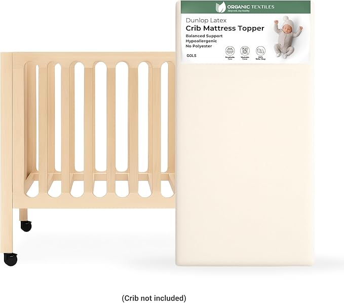 ORGANIC TEXTILES Organic Baby Mattress Topper with Wool Cover - GOLS/GOTS Certified - Breathable, Hypoallergenic 3" Basinet (30"x15")