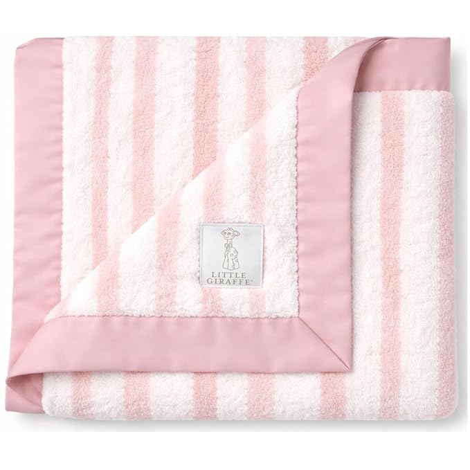 Little Giraffe Luxe Baby Blanket – 29x35” Satin Trim, Strand Dusty Pink | Ultra-Soft, Hypoallergenic Stroller & Nursery Blanket | Perfect for Newborns & Toddlers