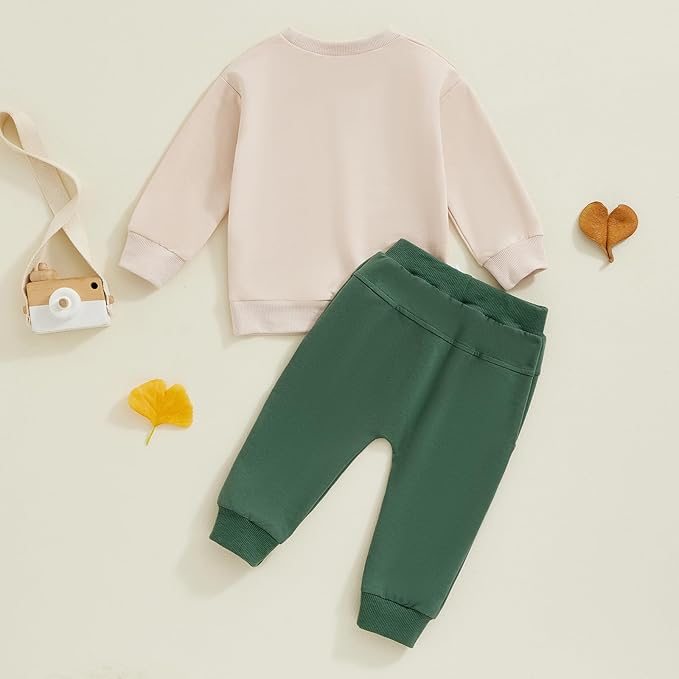 Baby Boy Fall Clothes Set Long Sleeve Letter Print Sweatshirt Pants Toddler Infant Outfits 6 12 18 24 Months 2T