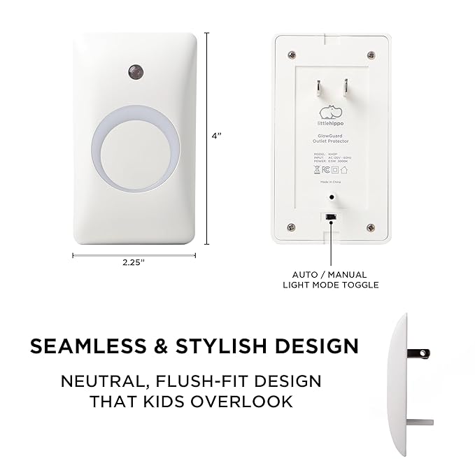 GlowGuard Childproof Outlet Covers & Night Light (1-Pack) | Secure & Tamper Resistant | Childproof, Babyproof, Toddler Proof, Child Safety Socket Cover | Light Sensor or Manual Toggle | Patent Pending