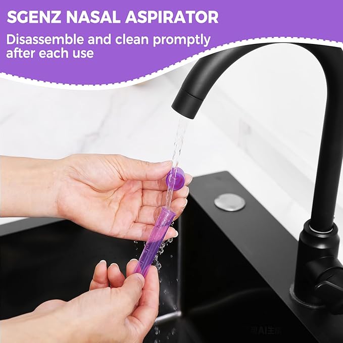 Nasal Aspirator for Baby with 20 Hygiene Filters Nose Sucker, Reusable Infant Nose Cleaner, Easy to Use and Clean, Custom-Sized for Newborns-Portable for Both Travel and Home Use-Purple