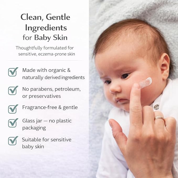 Irene Organics Baby Eczema Relief Balm, Healing Ointment Baby Moisturizing Cream for Eczema, Dry, Itchy Skin. Award Winning Baby Skincare for Sensitive Skin, Safe for Newborns, Kids and Adults