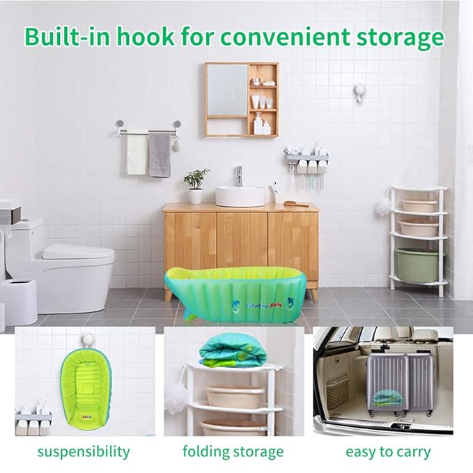 | Inflatable Baby Bathtub,Newborn Bathtub Seat for Infant,Non-Slip Baby Pool for Sitting up,Foldable Toddler Tub Shower,Portable Travel Bath for Kids 0-6 Year