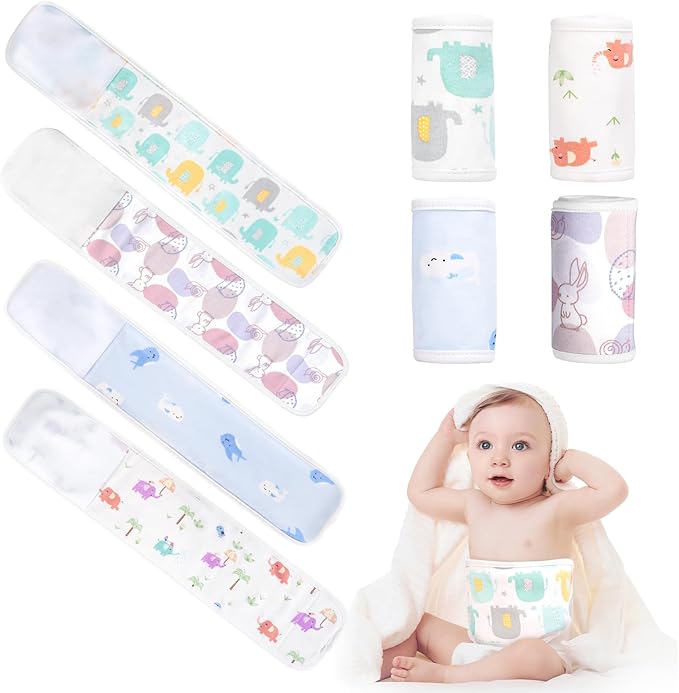 4Pcs Baby Infant Umbilical Cord Belly Bands Cartoon Cotton Soft Baby Belly Belt, Newborn Belly Button Wrap, Baby Tummy Wrap for Protection, Baby Gifts for 0 to 12 Months(Multi-Specification)