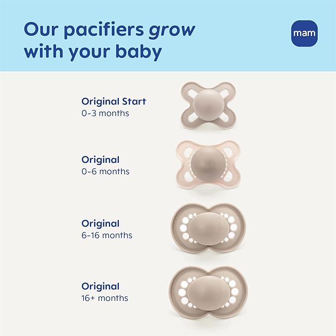 MAM Original Start Matte Baby Pacifiers, Binky for 0-3 Months, BPA-Free Silicone Nipple, Easy to Clean, Best for Newborn Babies, Developed with Medical Experts, 2 Count Binkies with Sterilizer Case