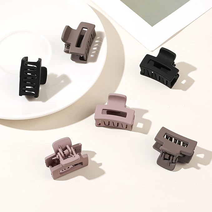 Small Claw Hair Clips for Women Girls - Mini Hair Clips Rectangle Tiny Claw Clips for Thin Hair Strong Hold Cute Jaw Clip Nonslip Hair Styling Accessories with Box