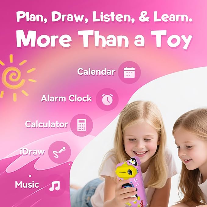 Kids Toys Smart Phone, 3.97" Touchscreen Toddler Phone with 220+ Learning Games, Camera, Parental Control, Educational Phone for Girls Ages 3-9, Birthday