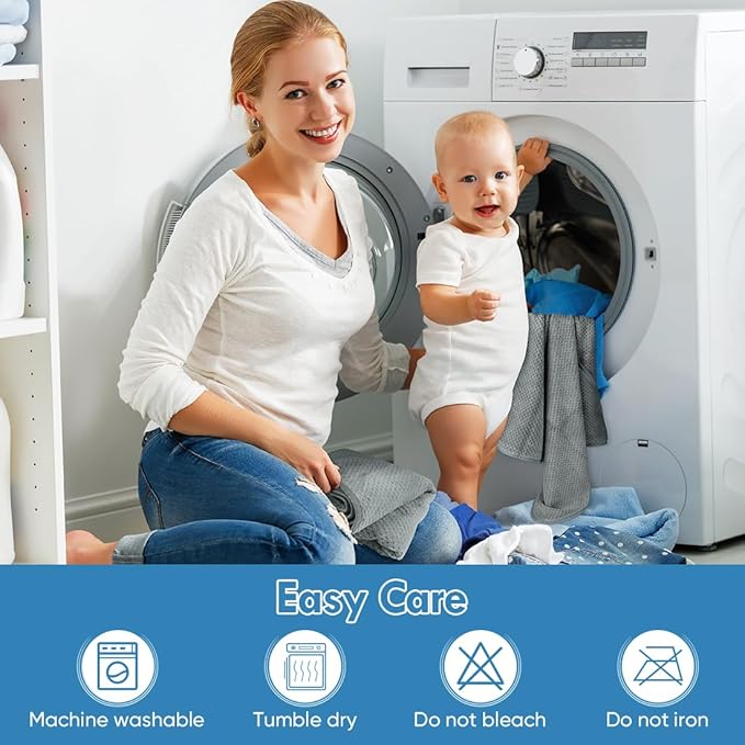 Orighty Baby Hooded Towel with Five Washcloths, 28 x 28 Inch Super Soft Bath Towel with Hood for Babies, Infant, Newborn Essential - Ideal Baby Stuff Registry for Boys and Girls (Grey) (Pack of 2)