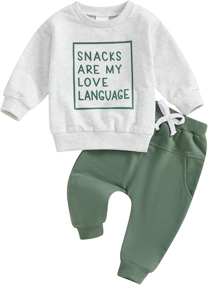 Infant Baby Boy Fall Clothes Set Funny Letter Sweatshirt Pant Outfit Toddler Winter Clothes 6 12 18 Months 2T 3T