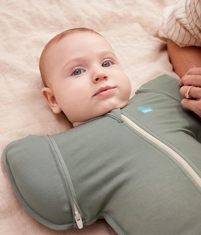 Love to Dream Swaddle Up Transition Swaddle, Patented Zip-Off Wings, Gently Help Baby Transition from Being Swaddled to Arms Free When Showing Signs of Rolling, 1.0 TOG, 13-19 lbs, Deep Olive