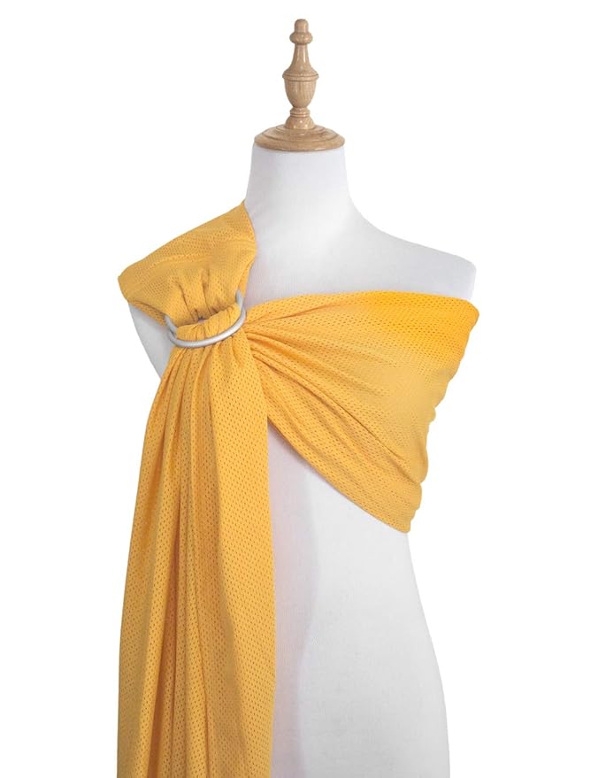Baby Water Ring Sling Carrier | Lightweight Breathable Mesh Baby Wrap for Infant, Newborn, Kids and Toddlers | Perfect for Summer, Swimming, Pool, Beach | Great for Dad Too Yellow