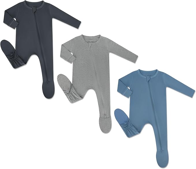 HAPIU Rayon from Bamboo Baby Footed Pajamas, 2 Way Premium Zipper, Footie for Baby Boy Girls, Newborn-24 Months