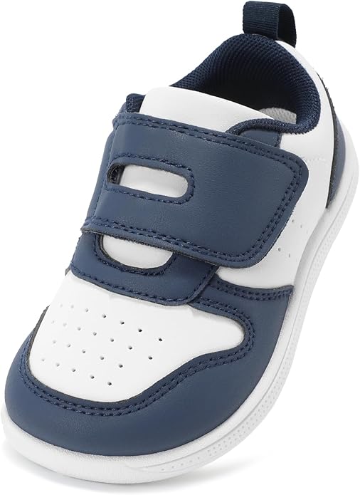 Toddler Wide Toe Box Barefoot Shoes Boys Girls Sneakers Zero Drop Kid Tennis Running Shoes Lightweight Non-Slip Comfortable Leather First Walking Shoe Outdoor Activities School