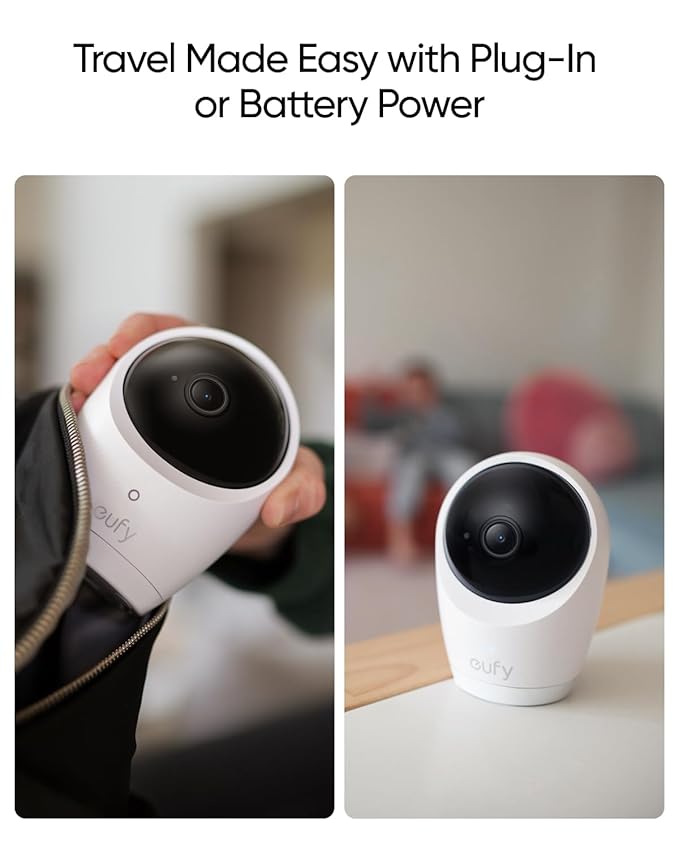 eufy Security Baby Monitor E20 with 2K HD Camera, 5'' 720p Display, Hybrid Wi-Fi & No Wi-Fi Connection, Pan-Tilt, 4X Zoom, Portable Camera with Built-in Battery, 24/7 Recording in App, ANR