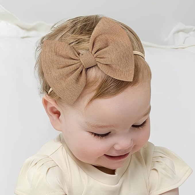 YanJie 4.5'' Baby Girls Soft Nylon Headbands Newborn Bows Handmade Hairbands Hair Accessories for Newborn Infant Toddler Kids 16Pcs