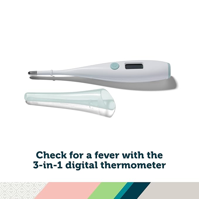 Safety 1st Baby’s 1st SneezyWeezy Kit, BoogEase Nasal Aspirator, 3-in-1 Digital Thermometer, Fuss Free Medspoon, Infant Healthcare Set, Easy-Clean Snot Sucker, Medicine Feeding Spoon