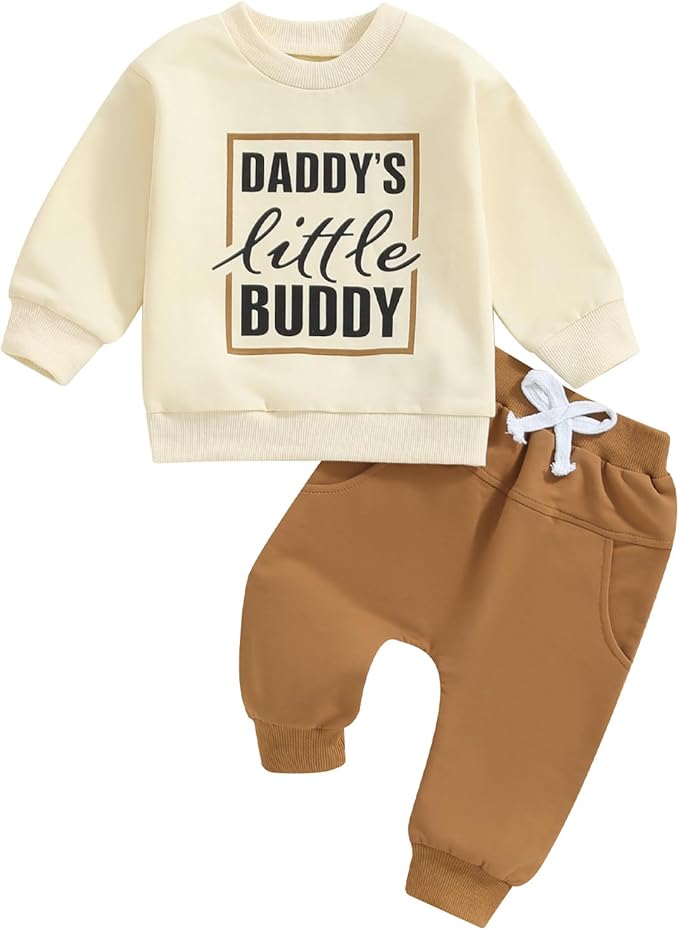 Toddler Boy Outfit Mama's Little Man Long Sleeve Sweatshirt And Pants Set Infant Baby Boy Fall Winter Clothes