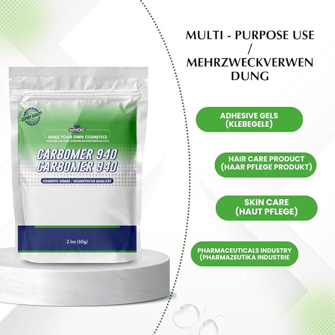 Carbomer 940 Powder (60 g / 2.1 oz) - Cosmetic Grade Thickening & Gelling Agent for DIY Serums Gels Creams & Lotions