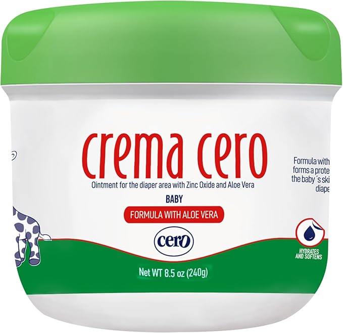 Crema Cero Diaper Rash Cream for Baby With Zinc Oxide and Aloe Vera – High-Strength Diaper Cream for Quick Relief and Protection – Hydrating and Soothing Baby Balm – Aloe Vera 8.5 oz