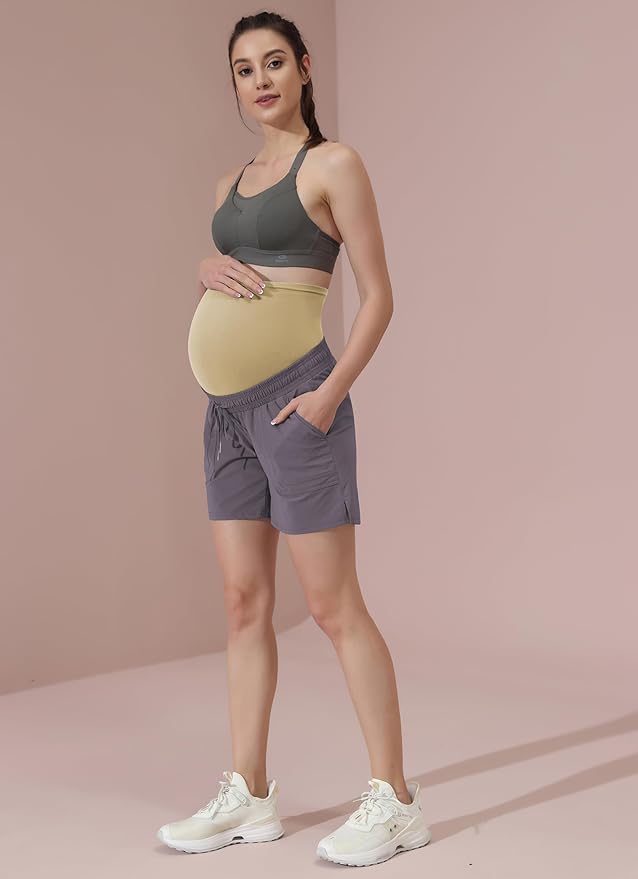 Maacie Maternity Hiking Shorts Quick Dry Waterproof 5" Workout Sports Shorts Outdoor Casual