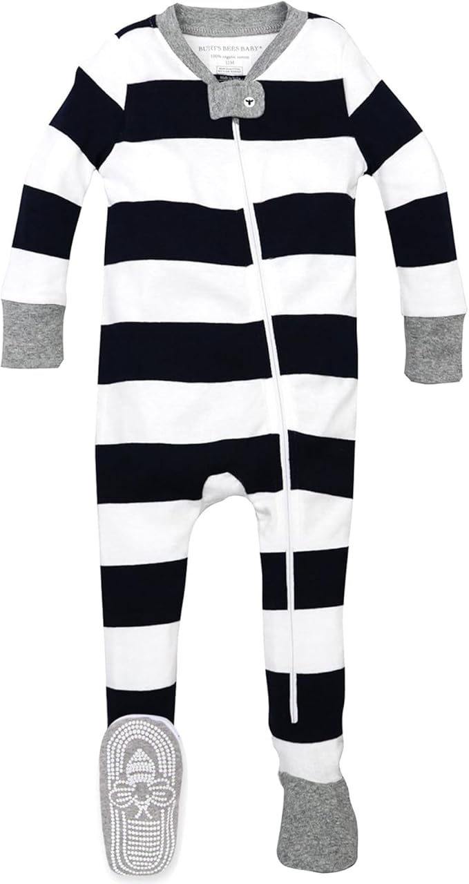 Burt's Bees Baby baby-boys Sleeper Pjs, 100% Organic Cotton, One-piece Footie, Zip Up Jumpsuit, Snug Fit Pajamas