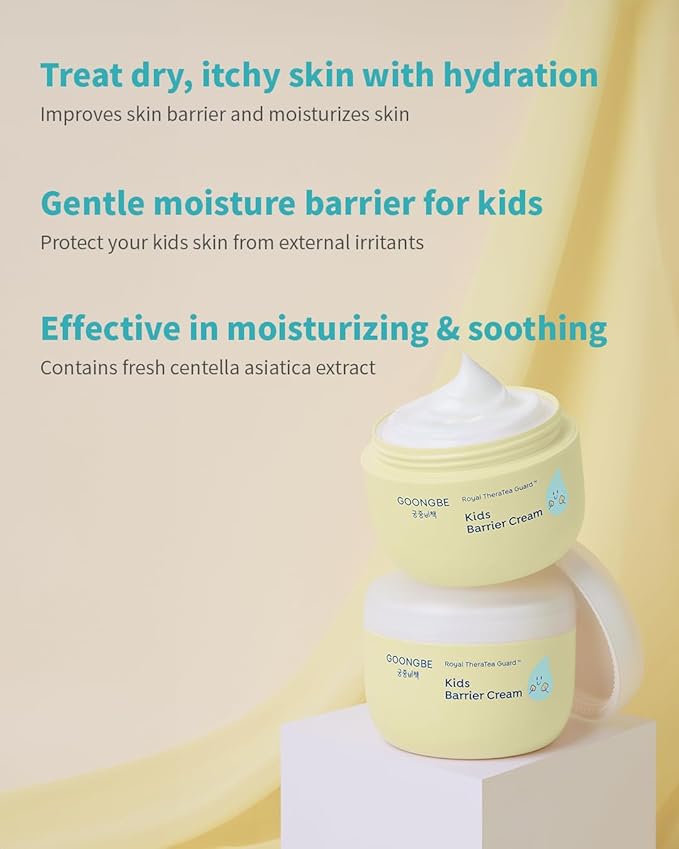 GOONGBE Kids Barrier Moisturizing Cream – Ceramide Repair for Dry, Rough, Sensitive Skin – 1% Panthenol & Cica, Liposome Fast-Absorb Non-Sticky Formula for Face & Body – Allergen-Free 6.09 oz
