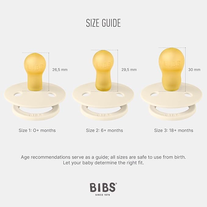 Bibs Pacifiers Color Collection, Set of 2 BPA-Free Latex Pacifiers Made in Europe, Round Nipple Baby Pacifier.
