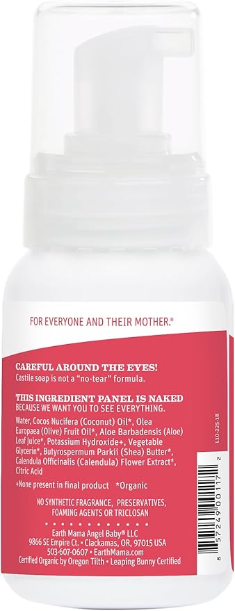 Earth Mama Simply Non-Scents Baby Wash Foaming Hand Soap Refill, Organic All-Purpose Body Wash for Sensitive Skin, Castile Soap with Coconut Oil, Shea Butter, Calendula, & Aloe, 5.3floz 2-Pk