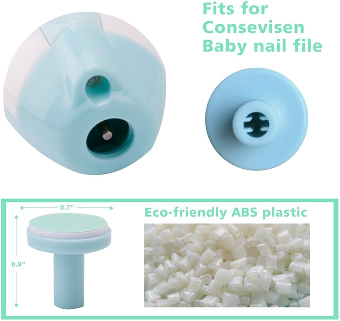 Baby Nail File Replacement Pads, Grinding Heads Polish Disc for Electric Nail Trimmer by Consevisen and Other Brands, Toes Fingernails Care for Infant Toddler Kids (8 Pack, Teal)