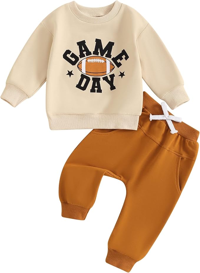 Baby Boy Fall Clothes Set Long Sleeve Letter Print Sweatshirt Pants Toddler Infant Outfits 6 12 18 24 Months 2T